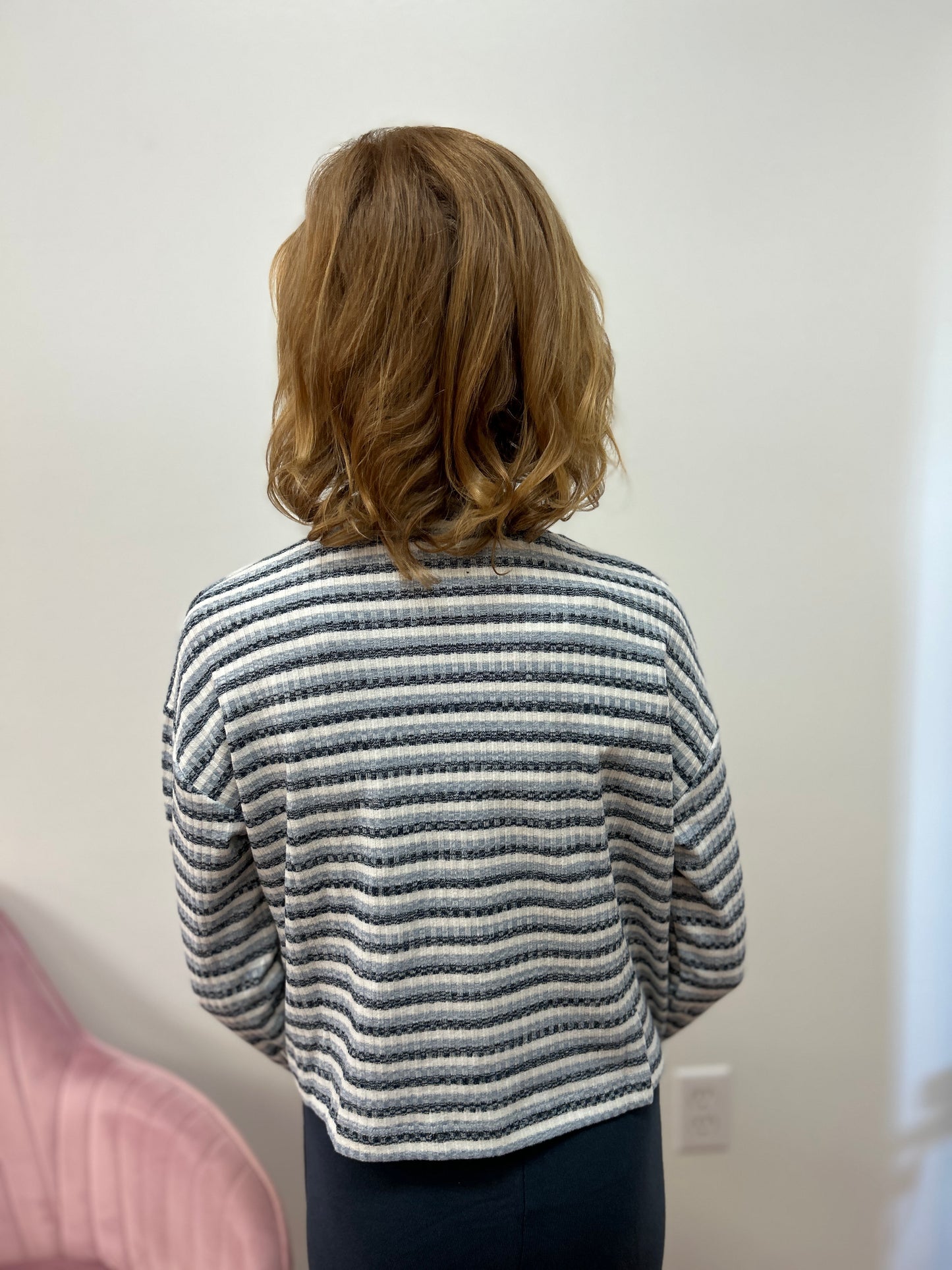 Mayoral Girls Striped Long Sleeve Tee - Mock Neck