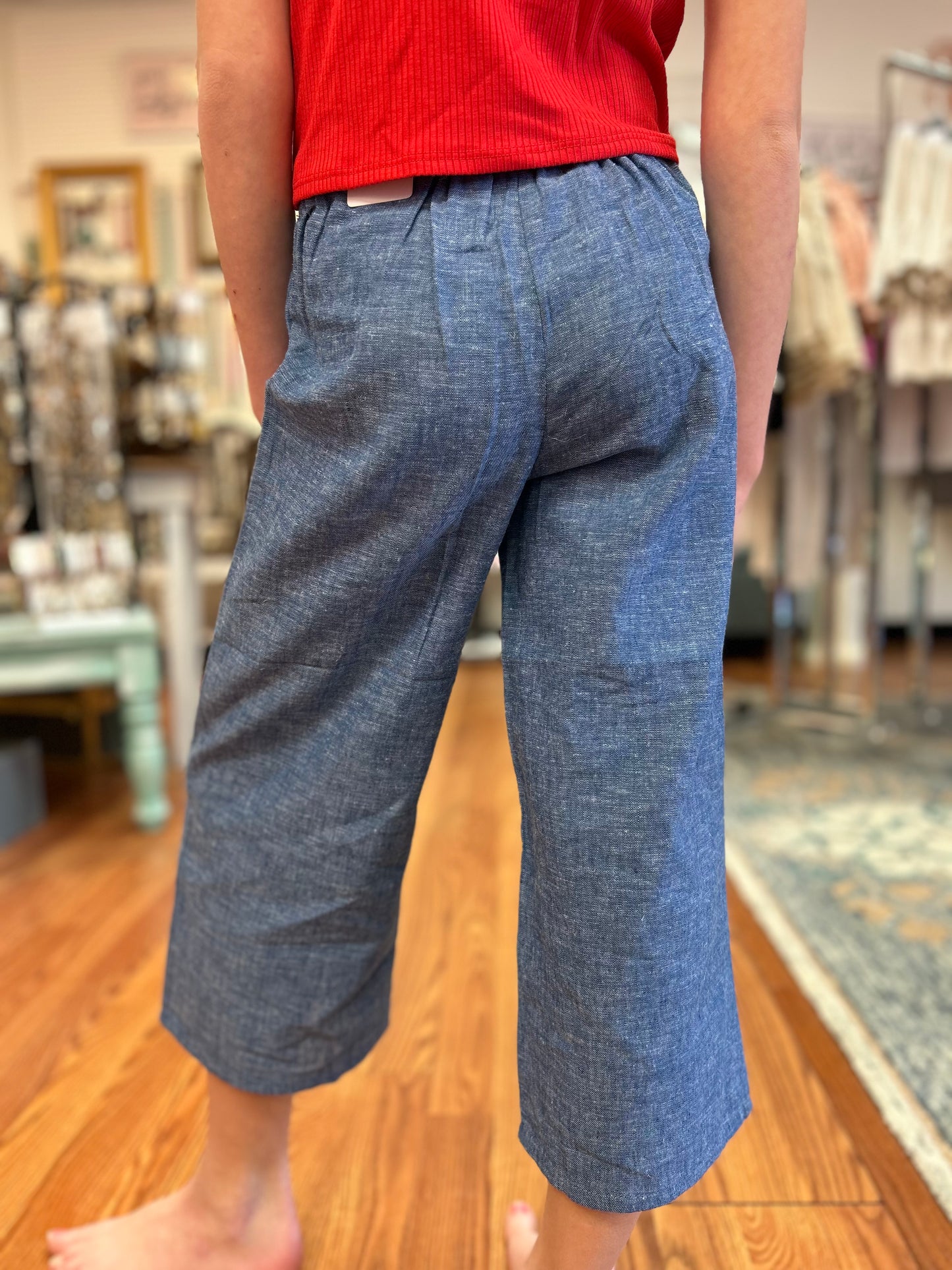 May-Girls Linen Cropped Pants