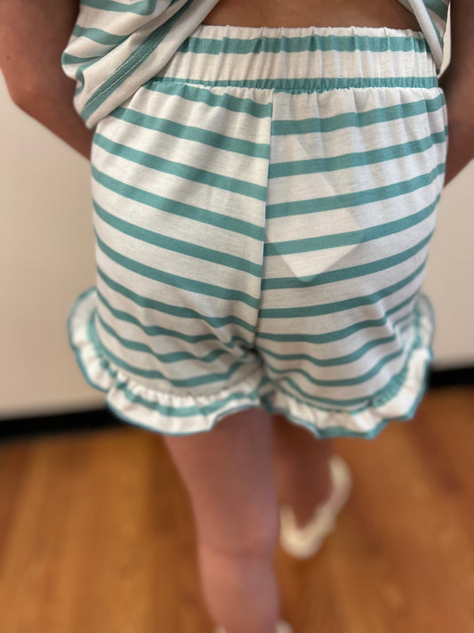 GG Stripe Ruffle Hem Shorts
