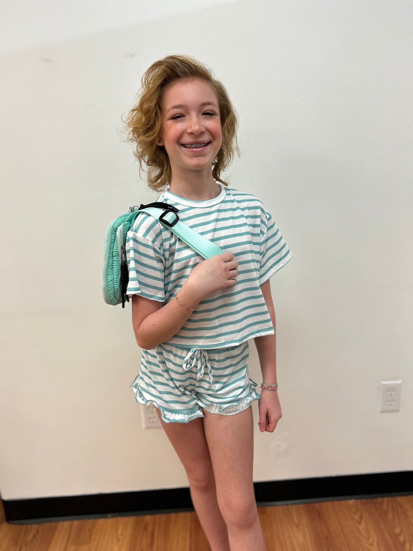 GG Stripe Ruffle Hem Shorts