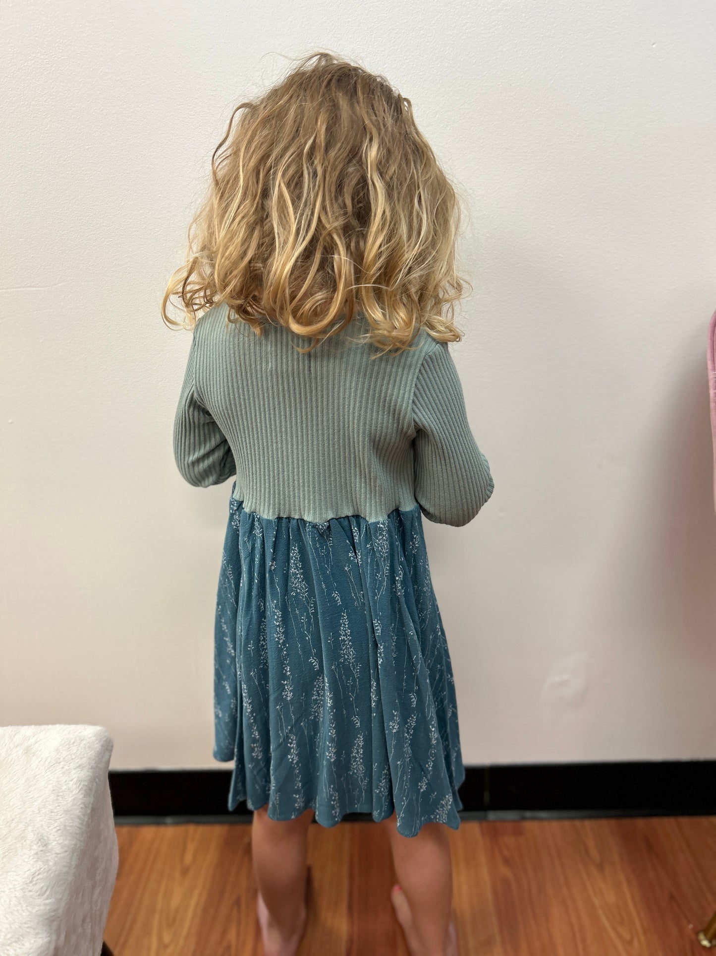 Vig-Girls Aqua and Teal Tiered Dress