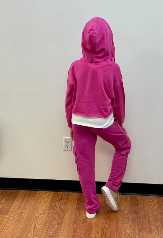 Suzette Fleece 3/4 Zip Crop Top - Cozy Hooded Style