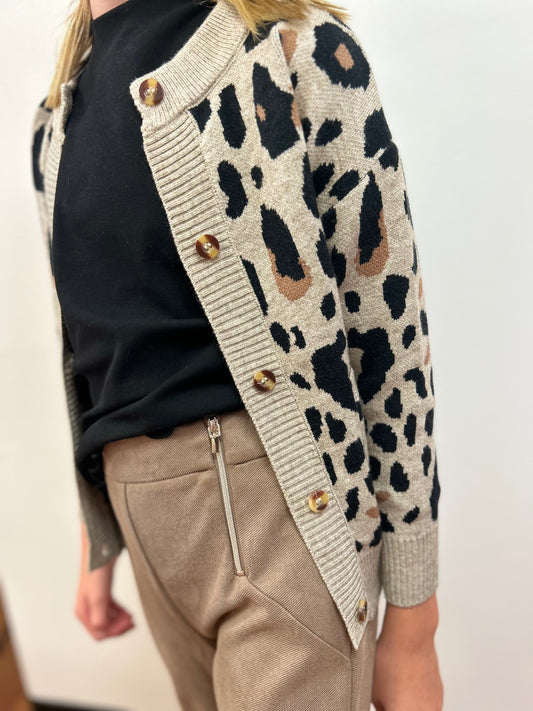OD-Girls Leopard Button Front Cardigan