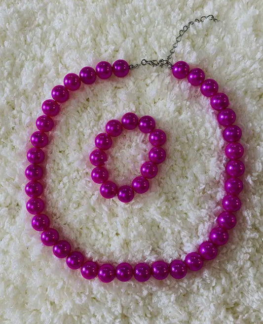 Girls Pearl Bead Necklace and Bracelet Sets