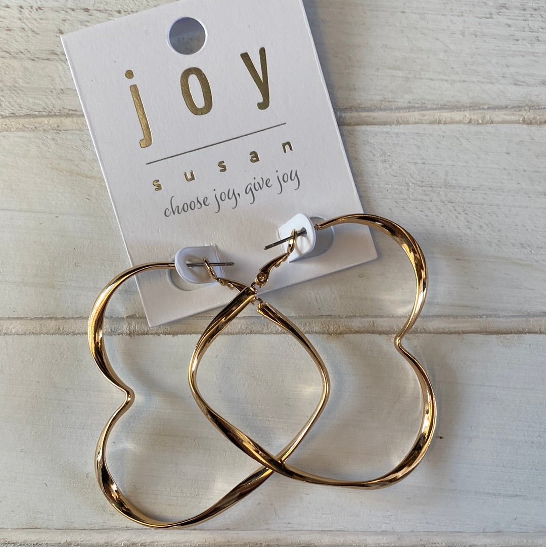 Joy - Gold Twisted Heart Hoop Earrings (Gina B’s)