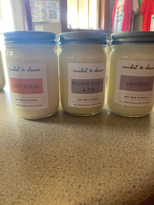 JM Soy Wax Candles - Handcrafted by Cricket and Clover