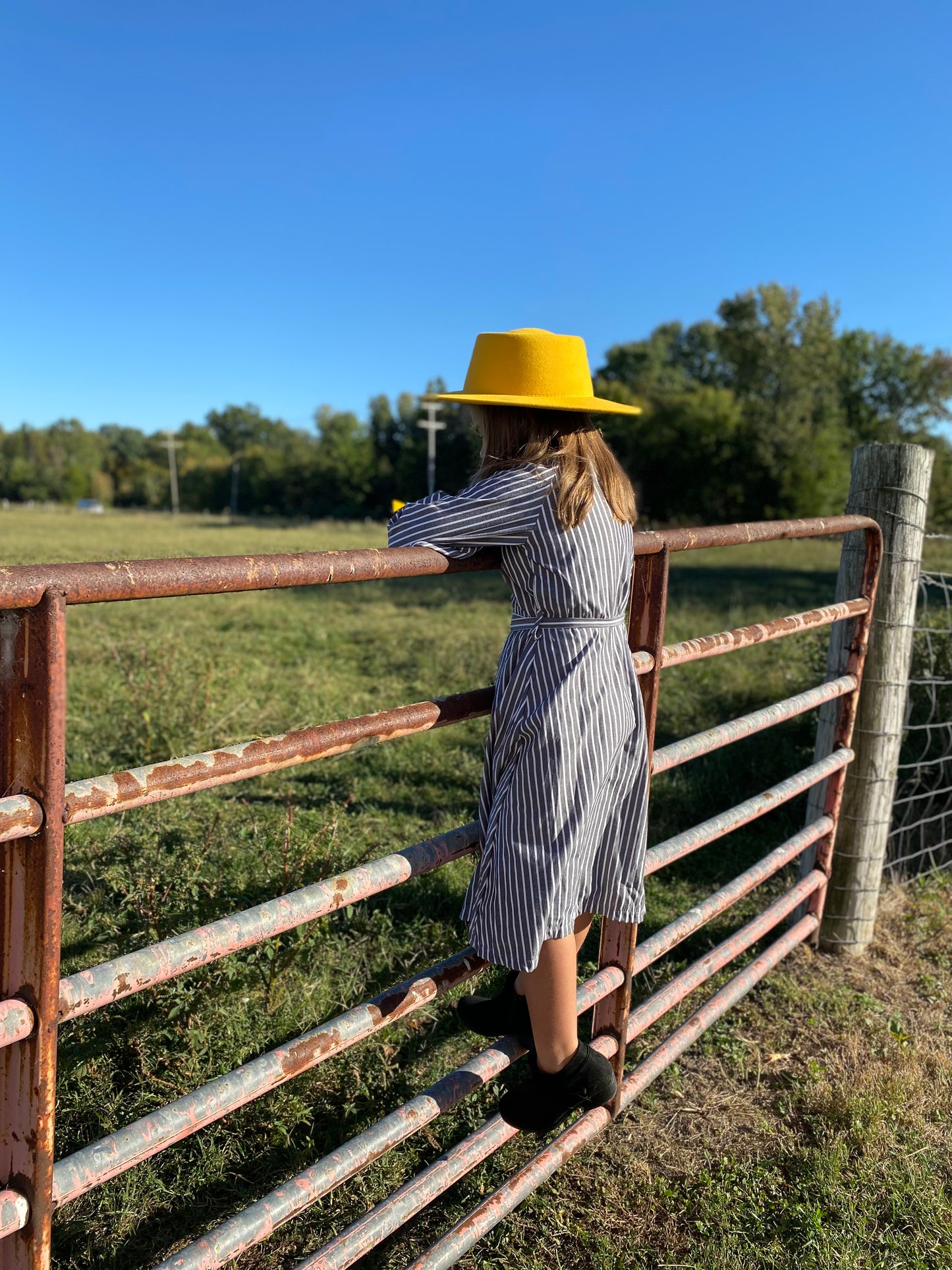 OD-Girls Gray Pinstripe Shirtwaist Dress (Just Kidding Around)