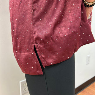 Rhinestone Satin Blouse by Umgee - All About Me Boutique