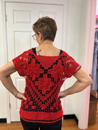 Rejane Short Sleeve Crochet Top - All About Me Boutique