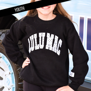Lulu Mac Girls Black/White Polka Dot-Stitch Sweatshirt