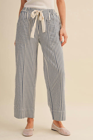 Merci Striped Wide Leg Denim Pants