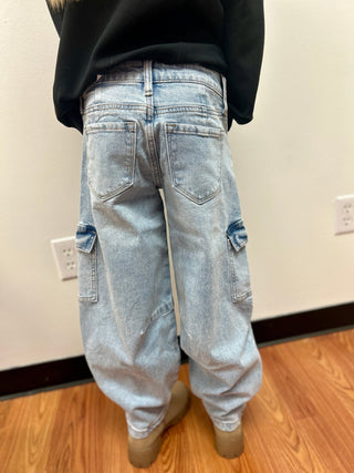 KanCan Girls Barrel Jeans - Cargo Pocket - All About Me Boutique