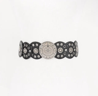 Vintage Disc Embellished Elastic Belt