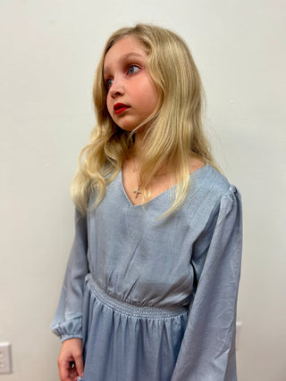 Sadie & Sage Tween Winter Silver Tier Skirt Midi Dress - All About Me Boutique