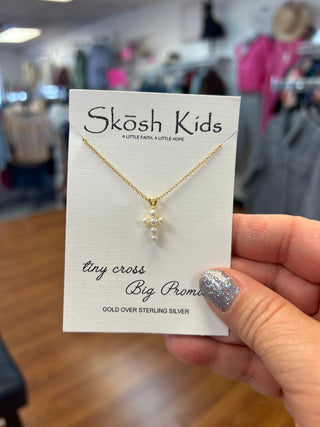 Pearl Cross Gold Necklace - All About Me Boutique