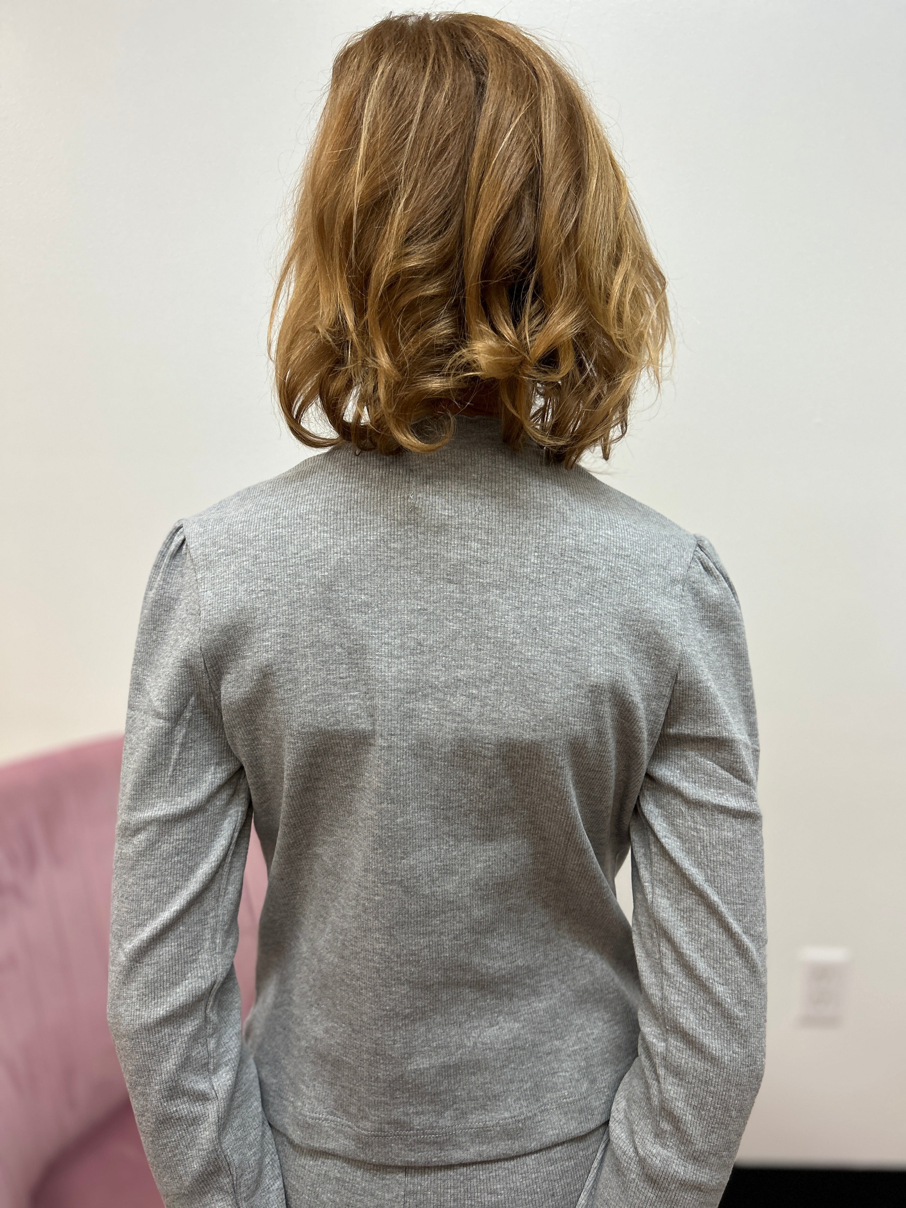 Creamie Girls Heather Gray Rib Knit Tee with Bling Bodice