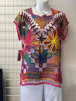 Rejane Short Sleeve Crochet Top - All About Me Boutique