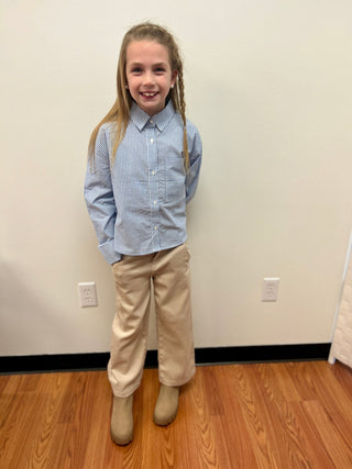 Mayoral Girls Oversized Pinstripe Blouse - Collared - All About Me Boutique