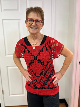 Rejane Short Sleeve Crochet Top - All About Me Boutique