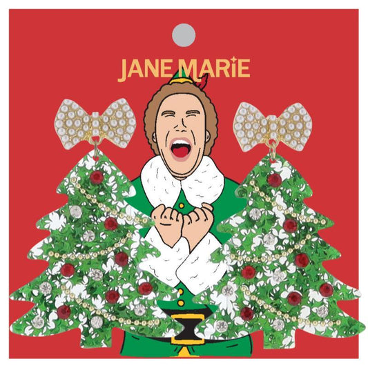 JM-Green Clear Acrylic Christmas Tree Earring