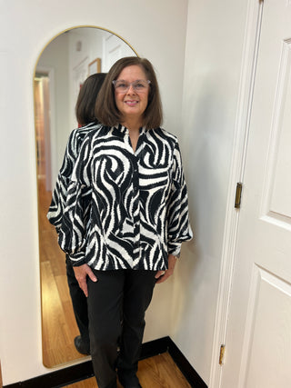 Mlle Gabrielle Zebra Printed Linique Blouse