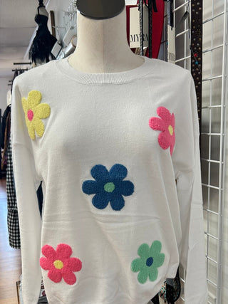 Flower Crewneck Sweater by Ninety Clothing Co - All About Me Boutique