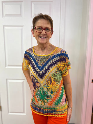 Rejane Short Sleeve Crochet Top - All About Me Boutique