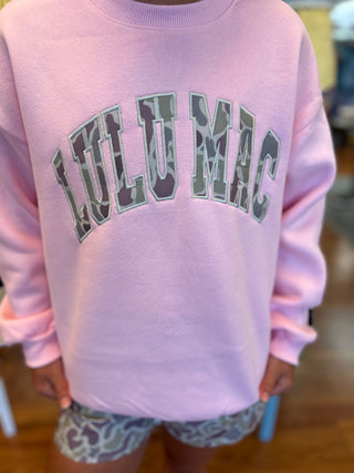 Lulu Mac Girls Sweatshirt Light Pink Camo Stitch