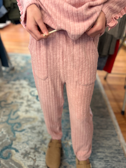 Vignette Girls Plush Rose Ribbed Jogger