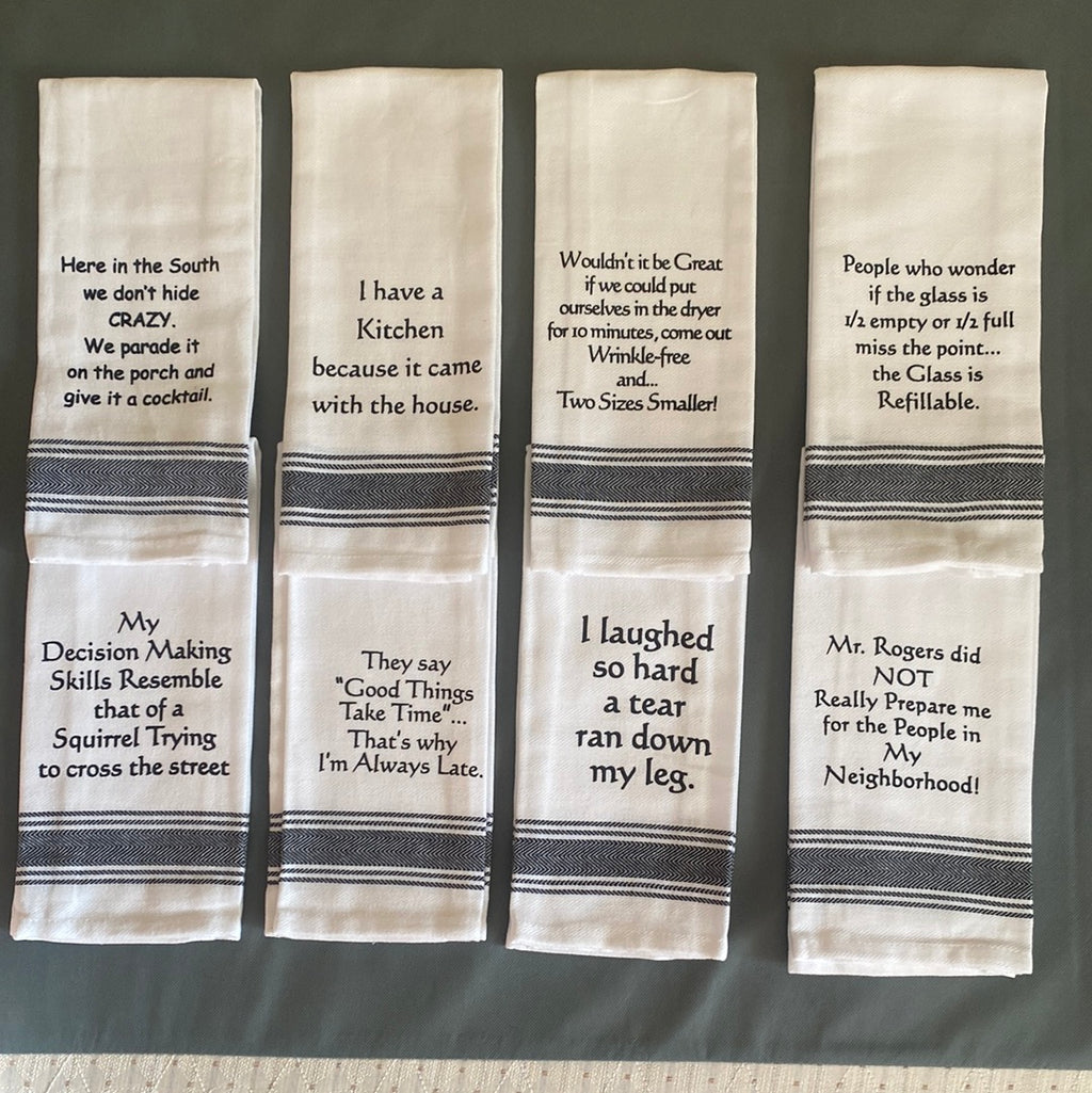 WH Snarky Sayings Kitchen Towels - Witty and Fun