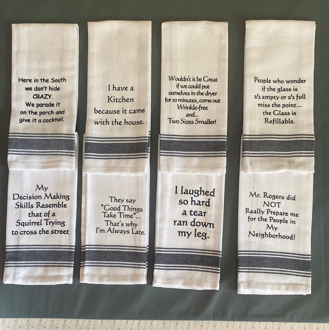 WH Snarky Sayings Kitchen Towels - Witty and Fun