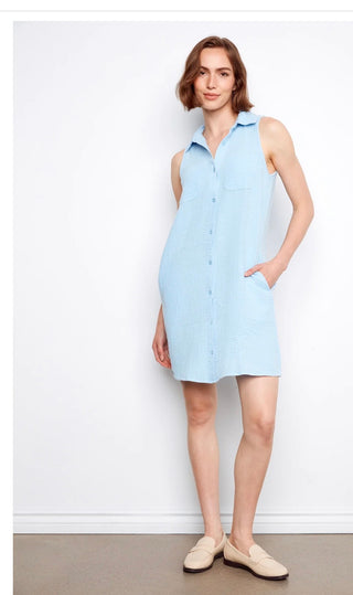 Charlie B Sleeveless Bubble Cotton Shirt Dress