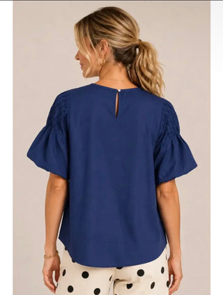 Liv Los Angeles Tencel Smocked Yoke Blouse