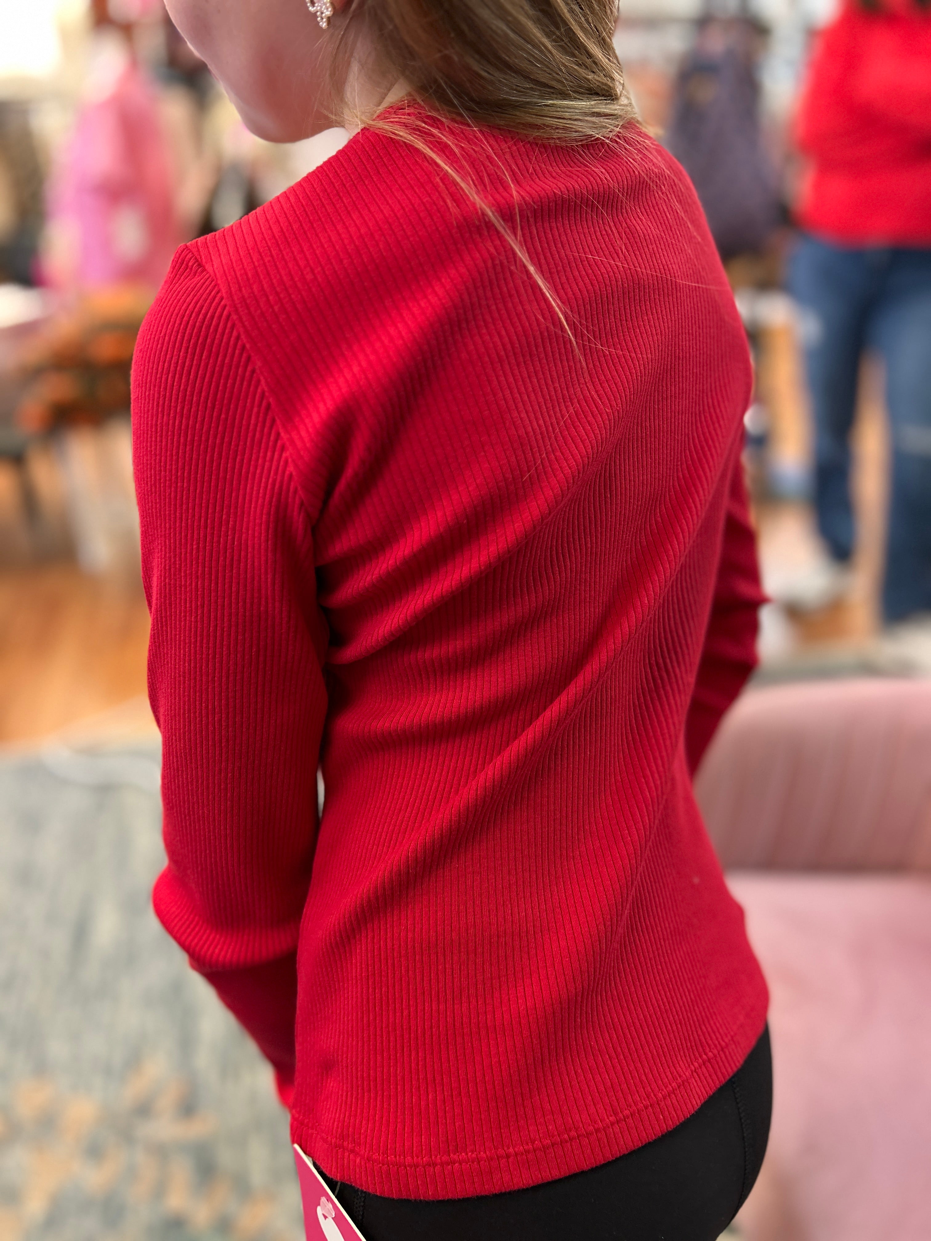 Mayoral Girls Red Rib Knit Tee
