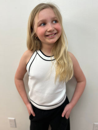 May Girls Contrasting Color Rocker Style Tank - All About Me Boutique