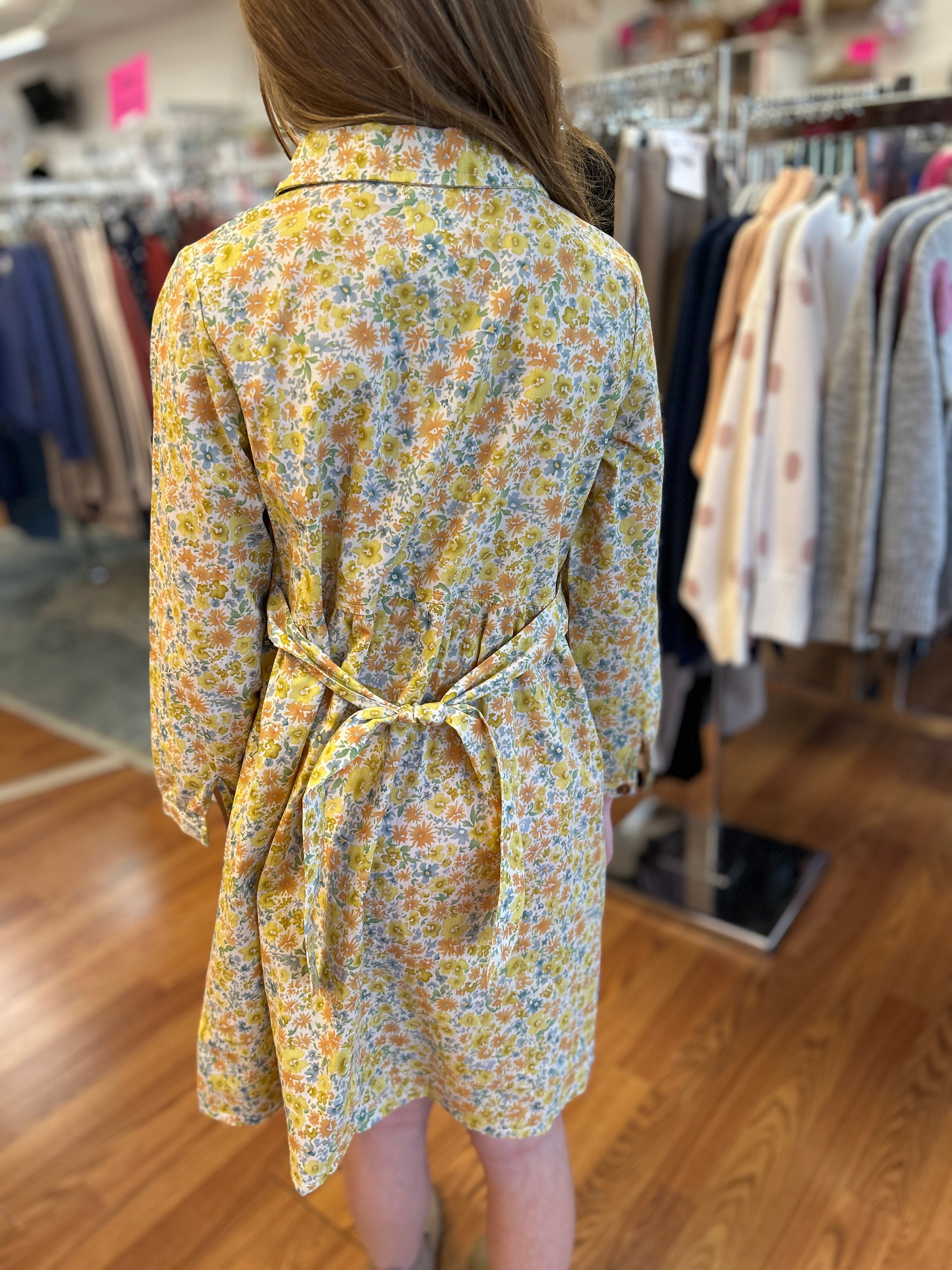 Vignette Girls Floral Shirtwaist Dress -  Tie Waist