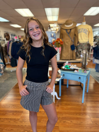 Mayoral Girls Zebra Print Twill Skort – Grey Animal Print