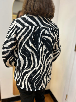 Mlle Gabrielle Zebra Printed Linique Blouse
