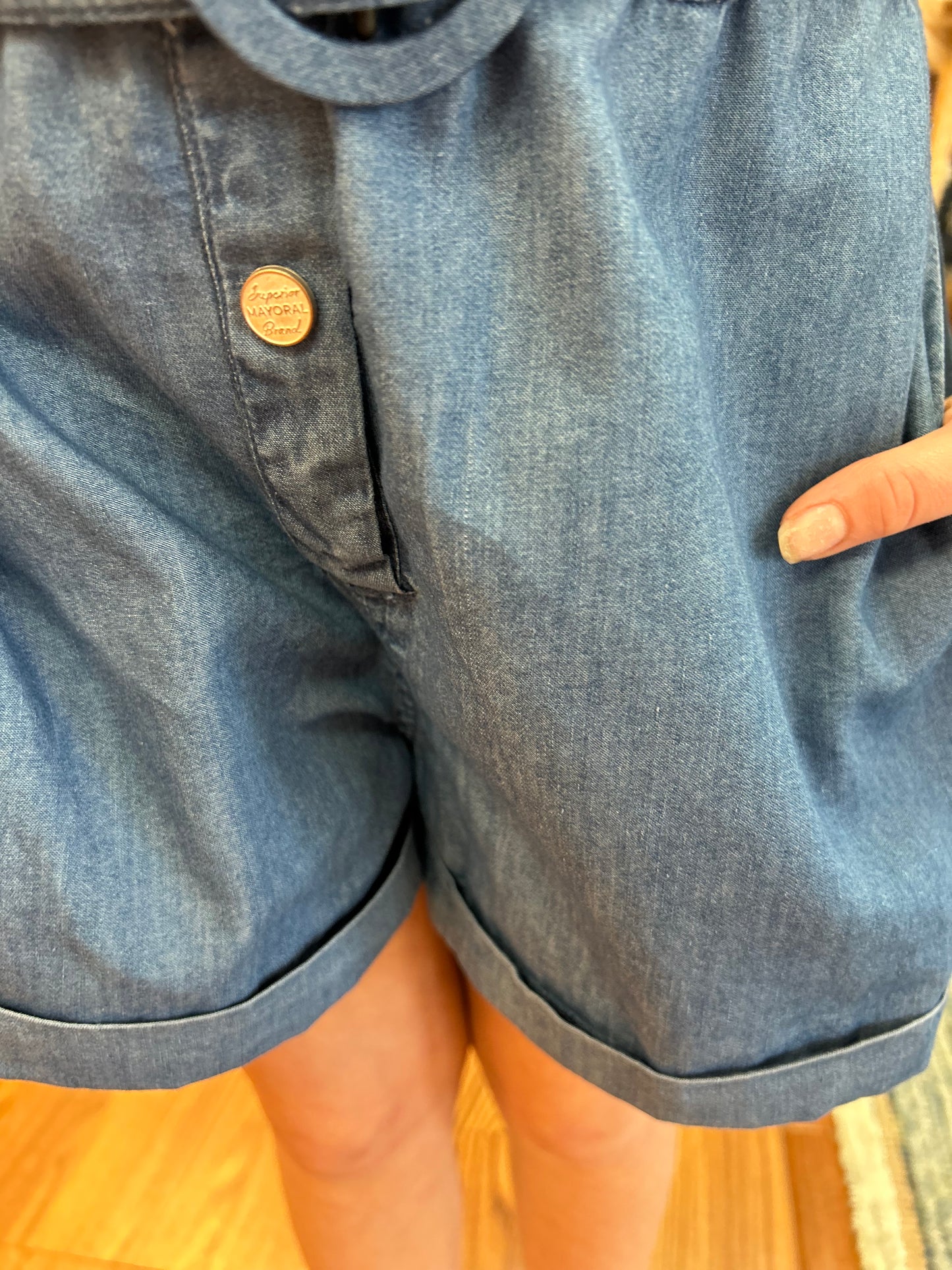May - Chambray Rolled Cuff Romper