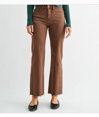 Mica Denim High Rise Straight Ankle Jeans