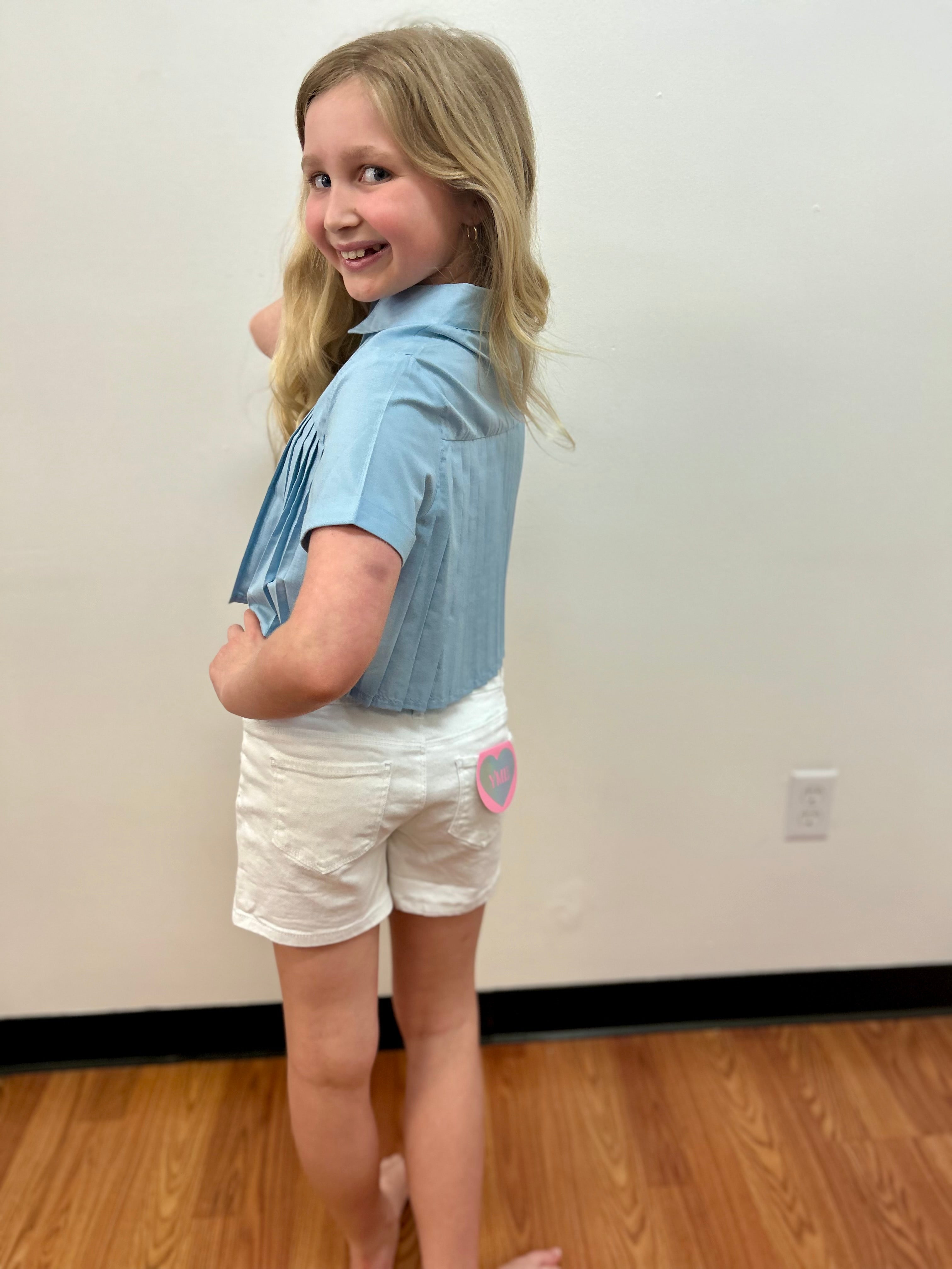 May Girls Pleated Crop Top