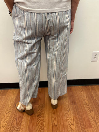Linen Look Striped Crop Pant by Camille & Co - All About Me Boutique