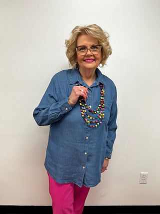 Tencel Button Front Blouse by Notations - All About Me Boutique