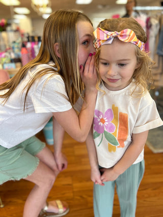 Girls Graphic T-shirt with Hair Tie - All About Me Boutique