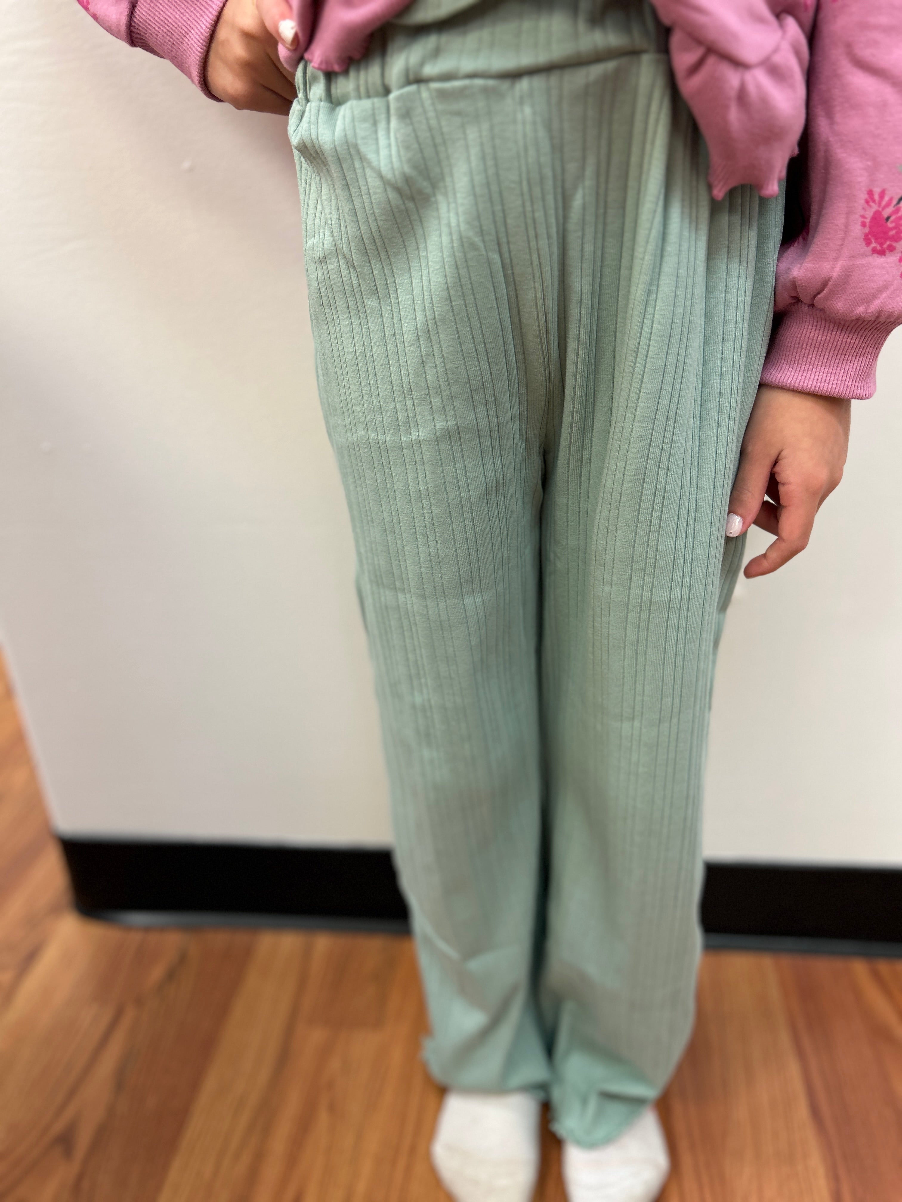 Minymo Girls Sage Ribbed Pant