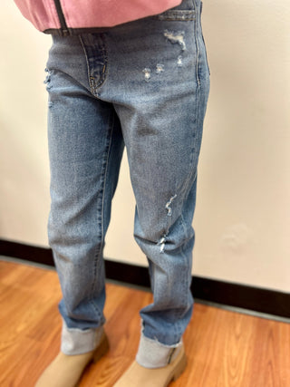 KanCan Girls High Rise Straight Leg Jeans - Cuffed - All About Me Boutique