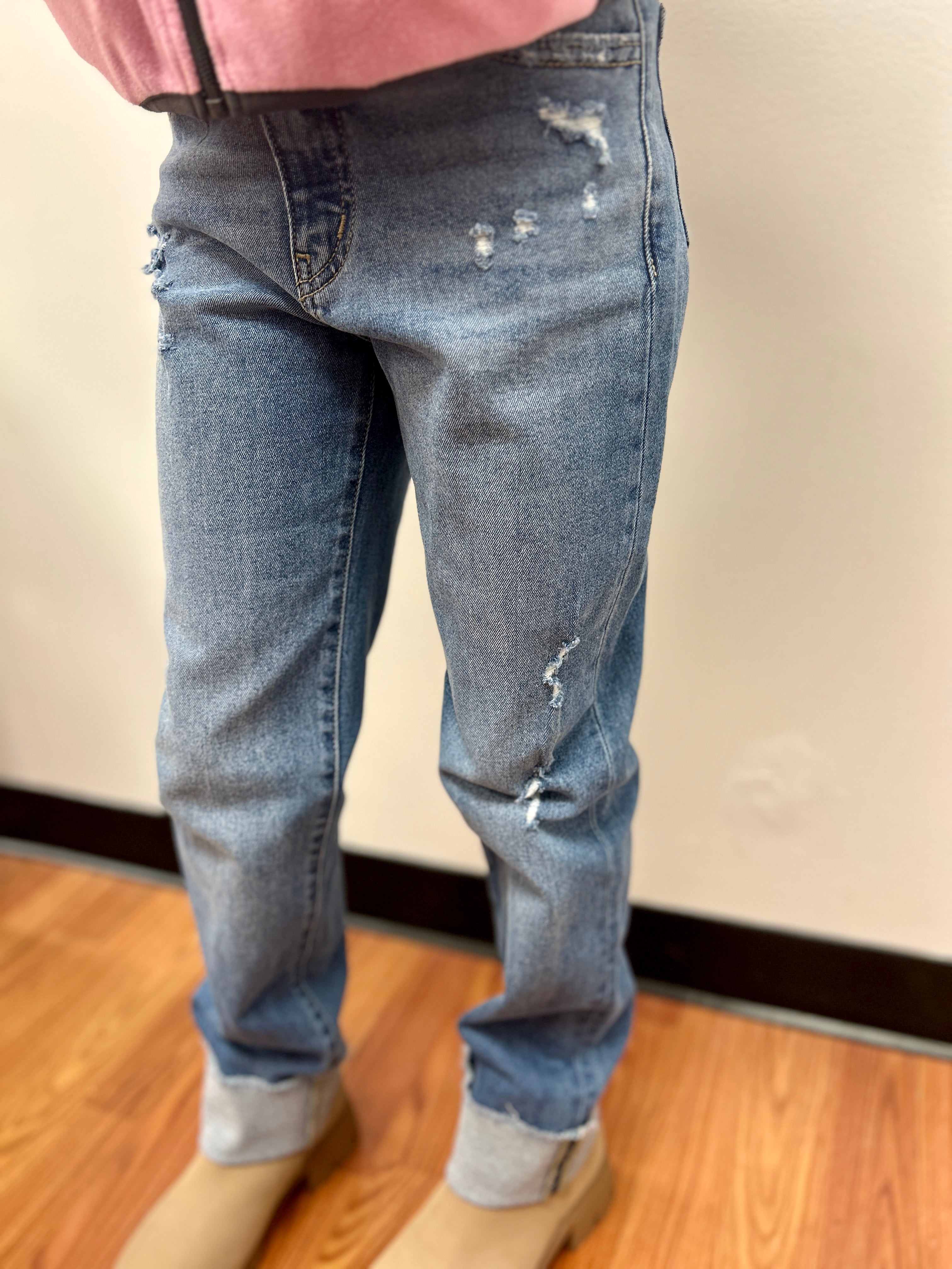 KanCan Girls High Rise Straight Leg Jeans - Cuffed