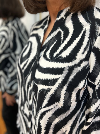 Mlle Gabrielle Zebra Printed Linique Blouse