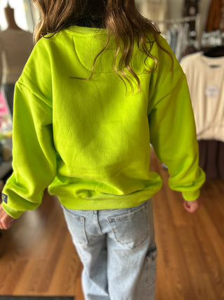 Lulu Mac Girls Chartreuse & Deep Blue Puff Sweatshirt