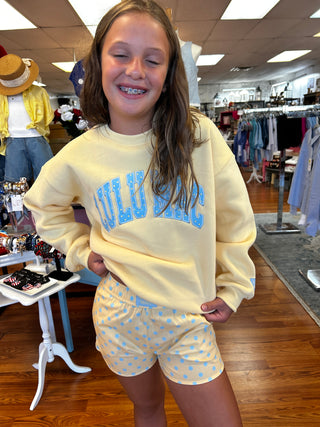 Lulu Mac Girls Sweatshirt Butter - Light Blue Stitch